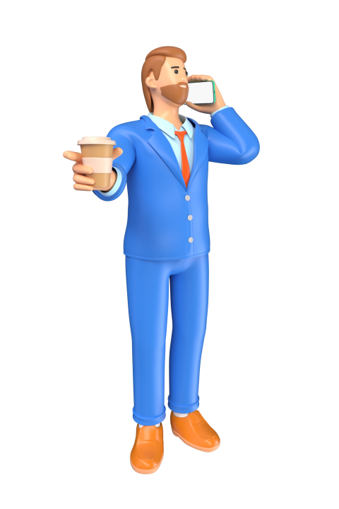 Businessman on a call with a drink - 480x720